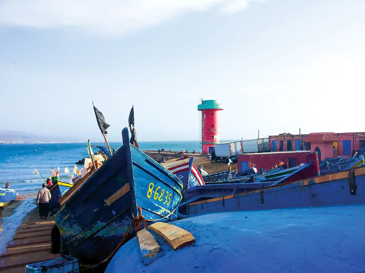 Boats at the harbour in Imsouane